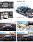 Car Dual Lens Dash Cam HD 1080P Front/Rear/Inside Video Recorder Camera G-Sensor